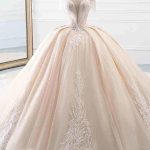 High Neck Tassel Sleeves Tulle Wedding Dresses with Elegant Long Ball Gown Silhouette