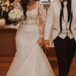 Open Back Wedding Dress with SleevesElegant Long Mermaid Silhouette and Lace Details