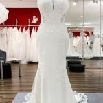 Lace Satin Open Back Wedding Dress with Spaghetti StrapsElegant Long Mermaid Silhouette