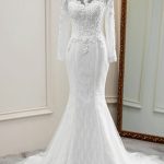 Jewel Wedding Dress with SleevesElegant Long Mermaid Tulle Silhouette