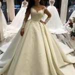 Sweetheart Satin Wedding Dress with SleevesElegant Long Princess Silhouette