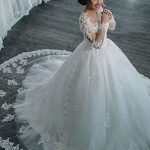 Ball Gown Wedding Dresses with Lace Appliques and Long SleevesElegant Style