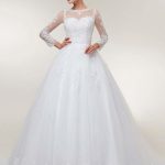 Detachable Train Ball Gown Wedding Dresses with Long Sleeves and Lace Appliques