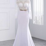 Sashes Wedding Dresses with Lace Mermaid Silhouette and Long Sleeves