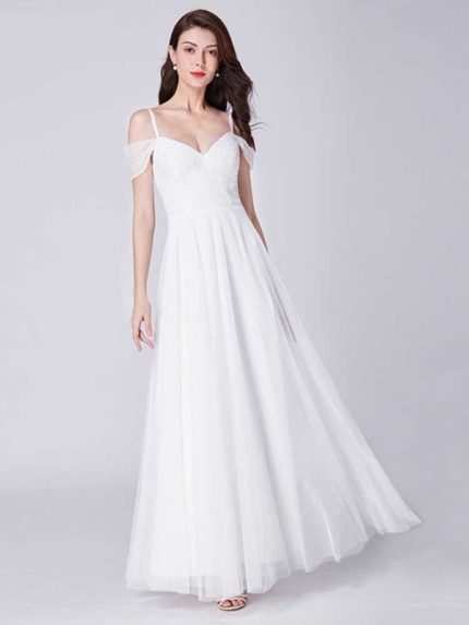 Elegant Lace Wedding Dresses with Off-the-Shoulder Neckline
