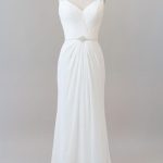 Chiffon Sheath Wedding Dress with Ruffle and Elegant Beading Details