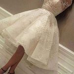 Jewel Tulle Lace Wedding Dress with SleevesElegant Short A-Line Style