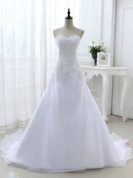 Mermaid A-Line Wedding Dresses with Elegant Sweetheart Lace-Up Style