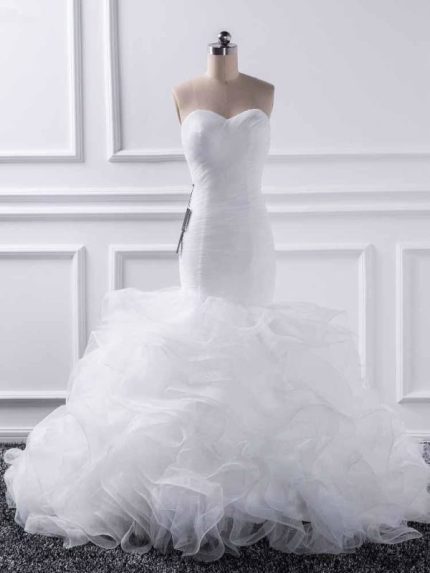 Tulle Wedding Dresses with Elegant Sweetheart Mermaid Silhouette