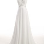 A-Line Wedding Dresses with V-Neckline and Elegant Lace Chiffon Fabric