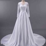 V-Neck Long Sleeves Lace Ruffles Wedding Dresses with Delicate Accents