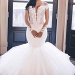 Elegant V-Neck Long Sleeves Mermaid Wedding Dresses with Timeless Beauty
