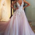 A-Line Wedding Dresses with V-Neck and Elegant Tulle Fabric