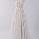A-Line Tulle Wedding Dress with AppliquesFloor Length Design