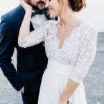 Beach Lace Backless Wedding DressFloor Length Chiffon Style