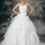 A-Line Organza Wedding Dress with Ruched Sweetheart NecklineGlamorous Ivory Design