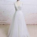 Chic Backless Tulle Wedding Dresses with V-NeckGlamorous Long A-Line Silhouette