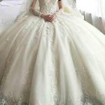 Magnificent Lace Beaded Wedding Dresses with SleevesGlamorous Long Ball Gown Style