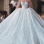 Modern Strapless Ball Gown Wedding Dress with Lace AppliquesGlamorous Style