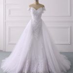 Glamorous Mermaid Wedding Dresses with Lace and TulleOff-the-Shoulder Style
