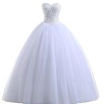 Stunning Beaded Ball Gown Tulle Wedding Dresses with Sweetheart NecklineGlamorous Style