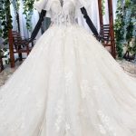 Graceful Ball Gown Wedding Dress with Big Princess Sleeves for a Gorgeous Appearance