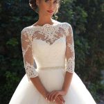 Chic Ball Gown Wedding Dresses with Half Sleeves and Covered Button Details for a Gorgeous Look