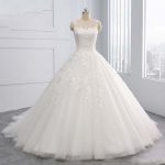 Elegant Ball Gown Wedding Dresses with Gorgeous Lace-Up Design and Sweep Train
