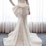 Exquisite Mermaid Wedding Dress with Gorgeous Lace Long Sleeves and a Bowknot