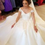 Magnificent A-Line Wedding Dresses with Off-the-Shoulder Neckline and Sleeves
