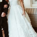 Romantic A-Line Tulle Lace Wedding Dress with Jewel Beading and Appliques Lace Backless Design