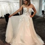 Chic V-Neck Tulle Lace Wedding Dress with Backless Designa Gorgeous Style