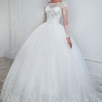 Romantic Ball Gown Wedding Dress with Jewel Tulle Lace and Sleevesa Gorgeous Style