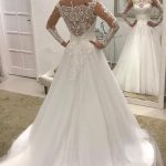 Elegant A-Line Tulle Lace Wedding Dress with Long Sleeves