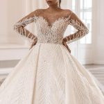 Stunning Ball Gown Wedding Dress with Beadings Available Online and Long Sleeves