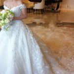 Exquisite Puffy Princess Lace Wedding Dress with Off-the-Shoulder Necklinea Gorgeous Style