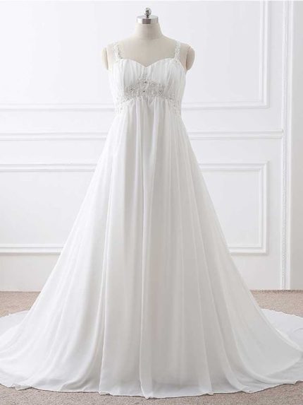 Stunning Ruffled A-Line Wedding Dresses with Spaghetti Strapsa Gorgeous Style