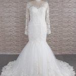 Magnificent Mermaid Wedding Dress with Appliques and Long Sleeves