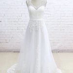 Stunning V-Neck A-Line Wedding Dress with Appliques and Tulle