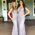 Stylish Grey Mermaid Wedding Dress with V-Neckline Lace and Zipper