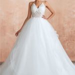 Beautiful Halter Wedding Dress with Appliques and Open Back