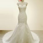 High-Quality Ivory Lace Mermaid Wedding Dress with Illusion Details and Chapel Train