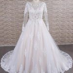 Exquisite Tulle Wedding Dress with Illusion Appliques and Long Sleeves