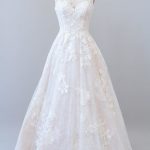 Elegant A-Line Wedding Dress with Illusion Appliques and Tulle Skirt