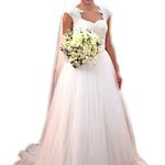 Gorgeous Sleeveless Bridal Wedding Dress with Illusion Back and Ivory Lace Tulle