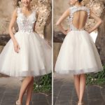 Stunning Backless Ivory Wedding Dress with Lace Applique Tulle and Sequins