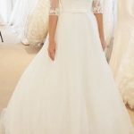 Elegant Bateau Neck Sleeveless Court Wedding Dress with Lace Applique Ivory
