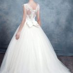 Gorgeous Vintage Plunging Long Sleeve Ivory Wedding Dress with Lace and Chiffon