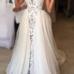 Elegant Off-the-Shoulder Satin Lace Appliques Ball Gown Wedding Dress Ivory