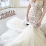 Elegant Strapless Bridal Wedding Dress with Mermaid Silhouette and Ivory Color
